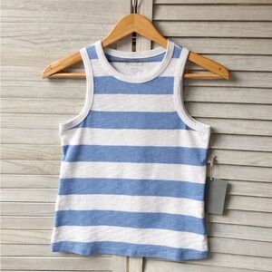 Marled Blue White Striped Tank Top Size S NWT Sleeveless Athleisure Basic Summer